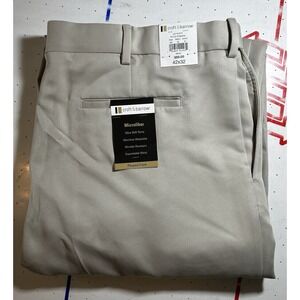 Croft & Barrow Mens 42x32 Dress Pants Putty Pleated Expandable Waist NWT